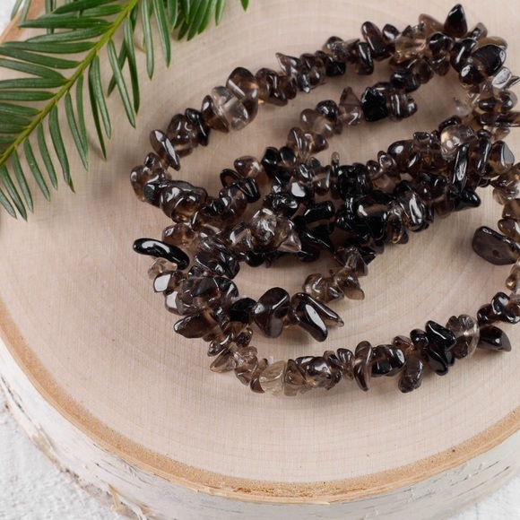 Smoky Quartz chips Stretch elastic Bracelet - Picture 1 of 2